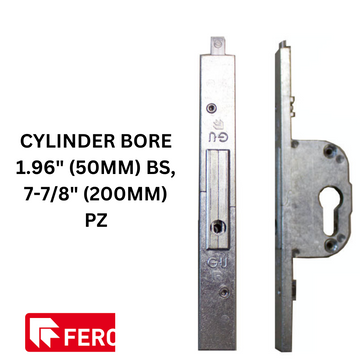 LOCK WITH CYLINDER BORE 1.96" (50MM)  BS, 7-7/8" (200MM) PZ